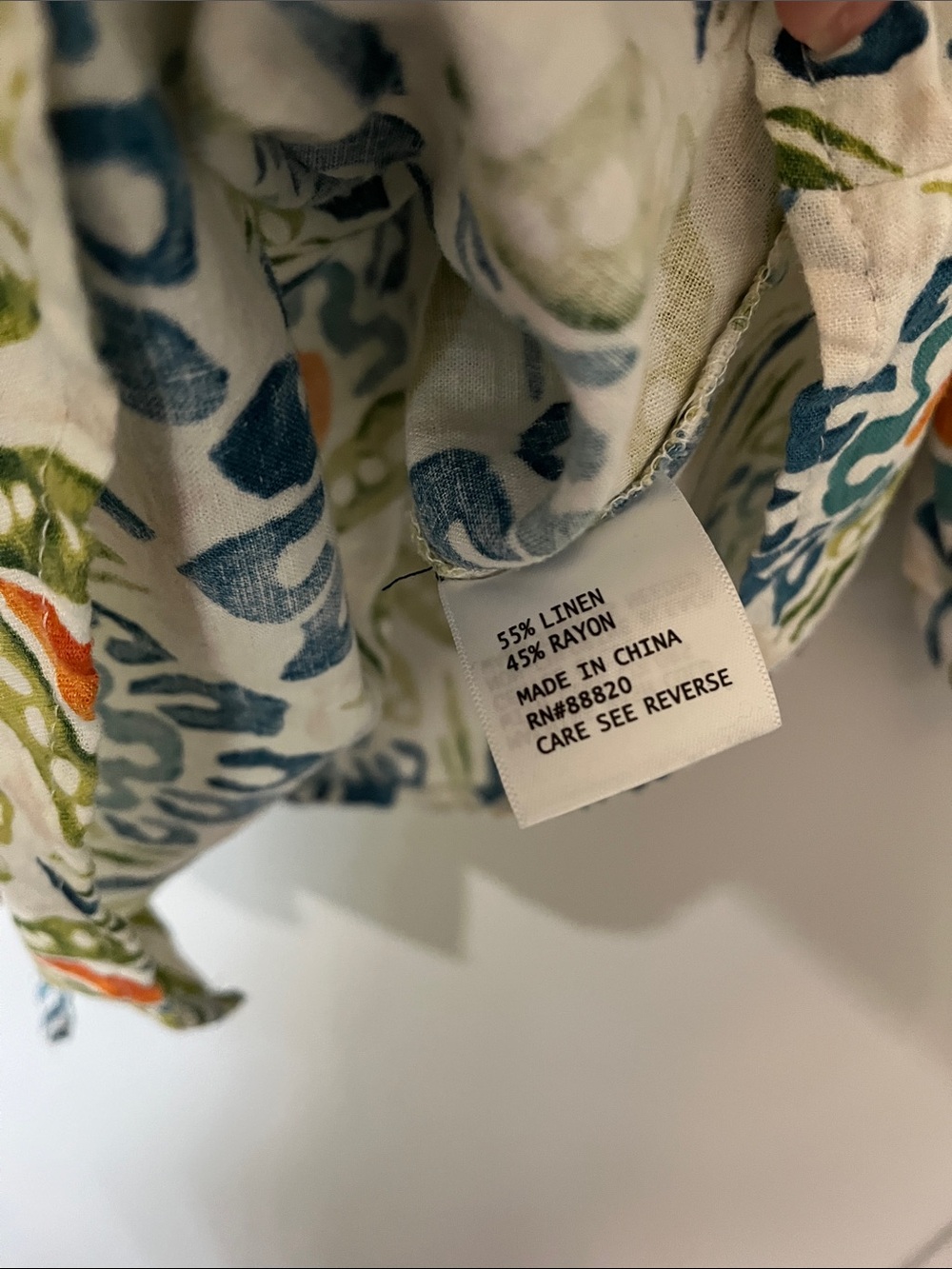 RACHEL Rachel Roy White Peasant Blouse with Blue, Green & Orange Floral Motif - Picture 6 of 6